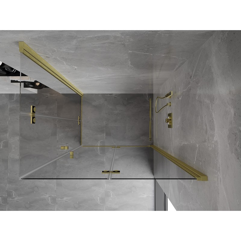 Mexen Mist-F Duo cabine de douche pliante droite 70 x 95 cm, transparent, or brossé - 8A6-070L-095P-55-00