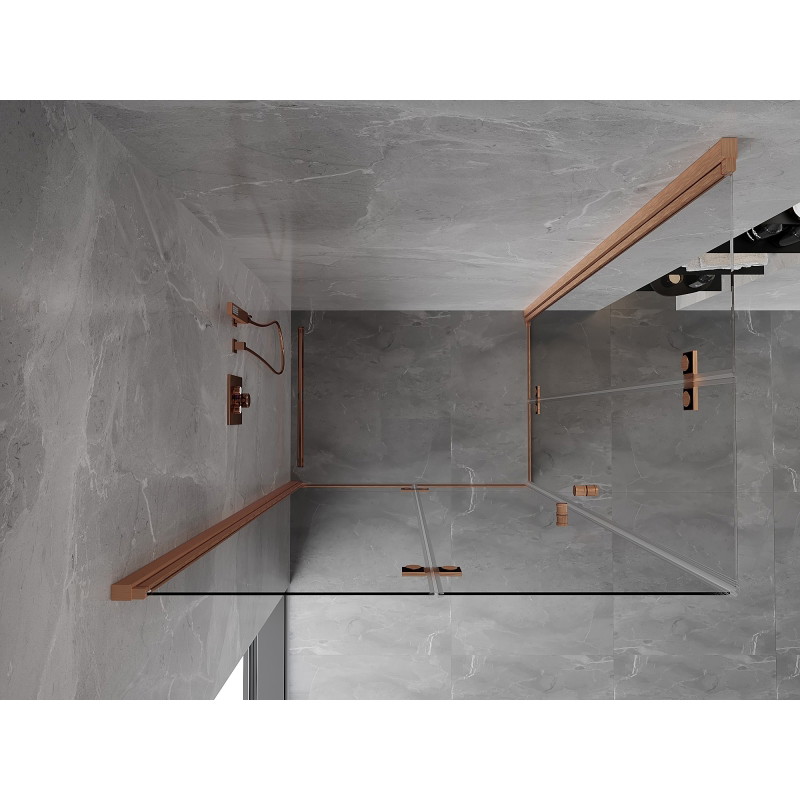 Mexen Mist-F Duo cabine de douche pliante gauche 100 x 75 cm, transparent, cuivre brossé - 8A6-100L-075P-65-00