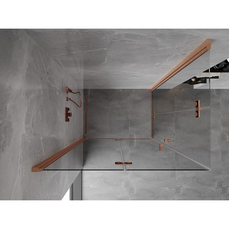 Mexen Mist-F Duo cabine de douche pliante gauche 120 x 80 cm, transparent, cuivre brossé - 8A6-120L-080P-65-00