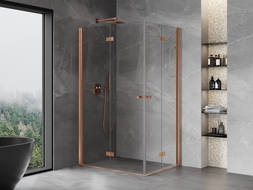 Mexen Mist-F Duo cabine de douche pliante gauche 120 x 95 cm, transparent, cuivre brossé - 8A6-120L-095P-65-00