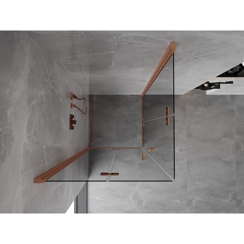 Mexen Mist-F Duo cabine de douche pliante 90 x 90 cm, transparent, cuivre brossé - 8A6-090L-090P-65-00