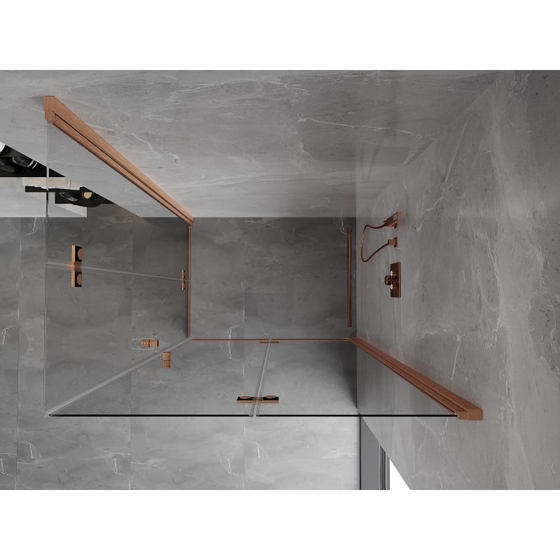 Mexen Mist-F Duo cabine de douche pliante droite 80 x 85 cm, transparent, cuivre brossé - 8A6-080L-085P-65-00