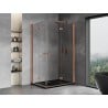 Mexen Mist-F Duo cabine de douche pliante droite 75 x 90 cm, transparent, cuivre brossé - 8A6-075L-090P-65-00