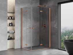Mexen Mist-F Duo cabine de douche pliante droite 70 x 100 cm, transparent, cuivre brossé - 8A6-070L-100P-65-00