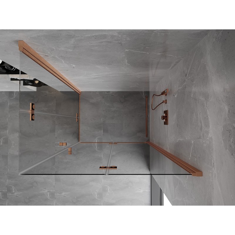 Mexen Mist-F Duo cabine de douche pliante droite 90 x 110 cm, transparent, cuivre brossé - 8A6-090L-110P-65-00