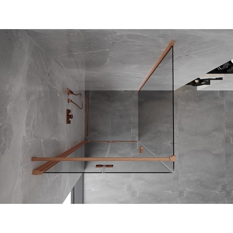 Mexen Mist-F cabine de douche pliante gauche 80 x 80 cm, transparent, cuivre brossé - 8A6T-080-080-65-00-L