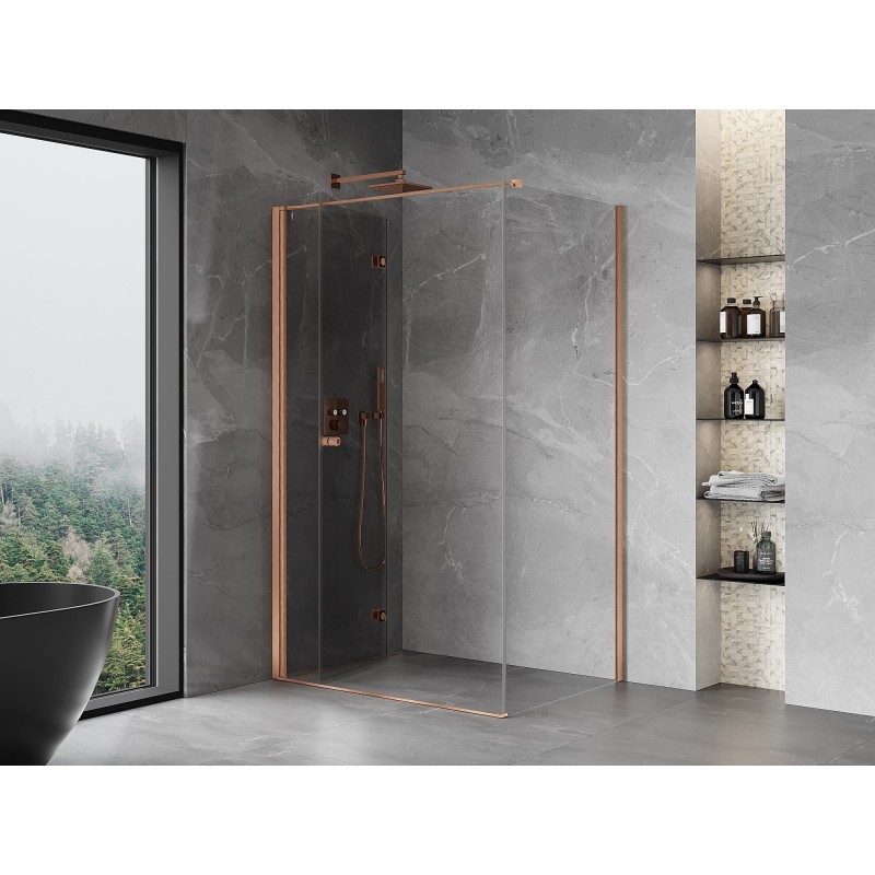 Mexen Mist-F cabine de douche pliante gauche 85 x 80 cm, transparent, cuivre brossé - 8A6T-085-080-65-00-L