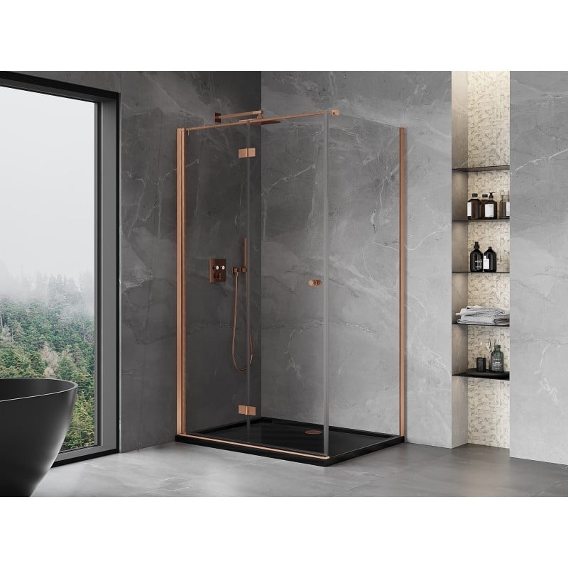 Mexen Mist-F cabine de douche pliante gauche 70 x 110 cm, transparent, cuivre brossé - 8A6T-070-110-65-00-L