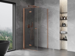 Mexen Mist-F cabine de douche pliante gauche 120 x 120 cm, transparent, cuivre brossé - 8A6T-120-120-65-00-L
