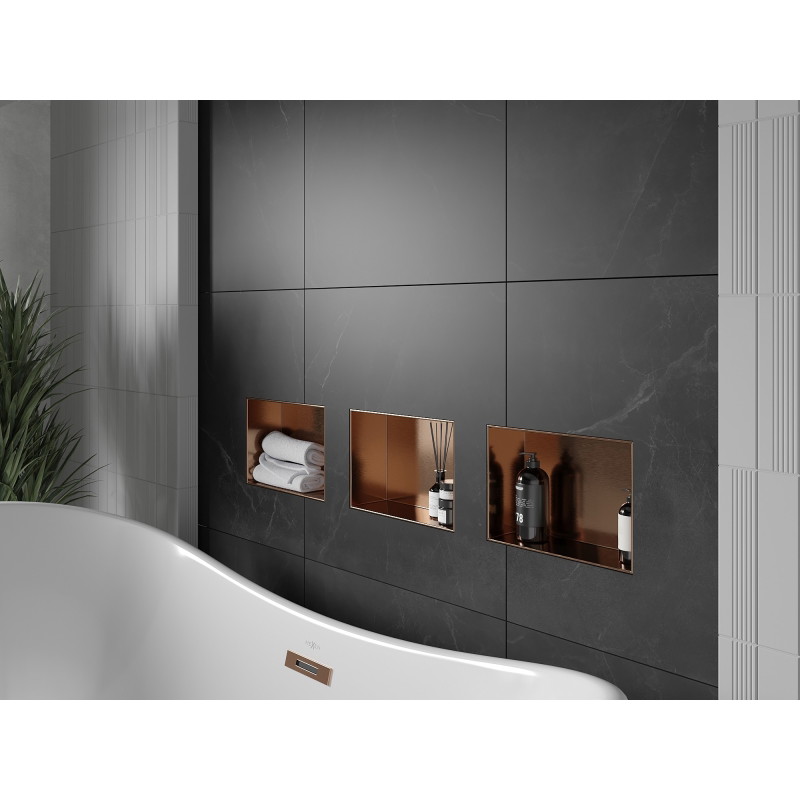 Mexen X-Wall-NR étagère encastrée sans rebord 30 x 20 cm, cuivre brossé - 19C1302010