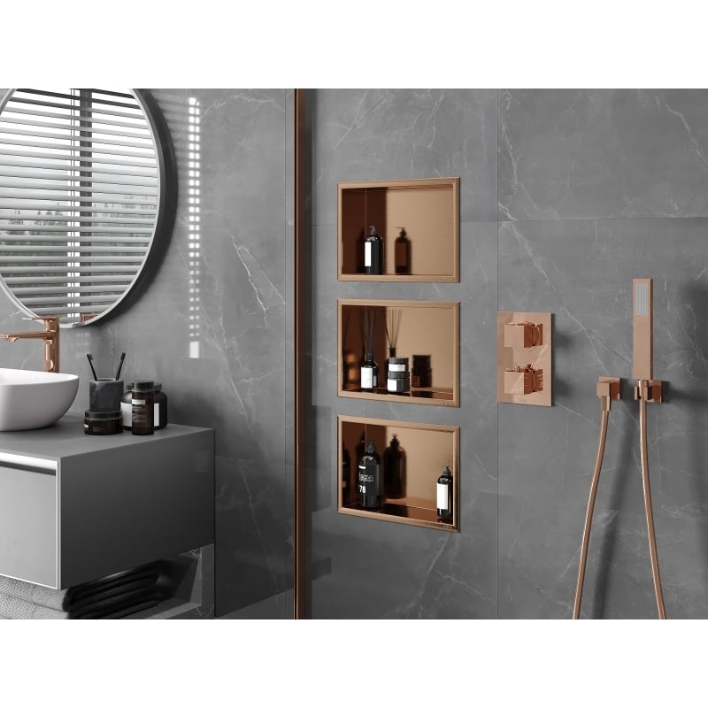 Mexen X-Wall-R niche murale avec rebord 30 x 20 cm, cuivre brossé - 19C0302010