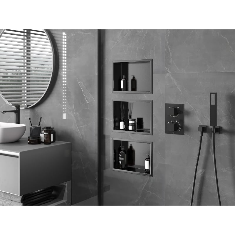 Mexen X-Wall-R étagère encastrée avec collerette 30 x 20 cm, gris canon brossé - 19E0302010