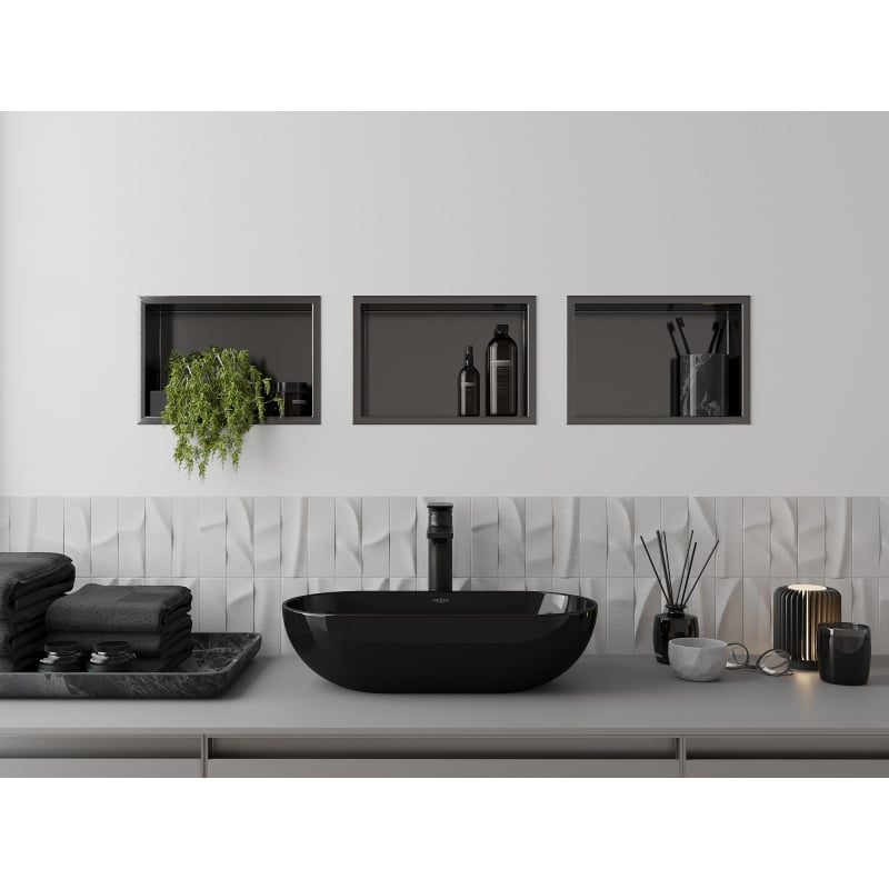 Mexen X-Wall-R étagère encastrée avec collerette 30 x 20 cm, gris canon brossé - 19E0302010