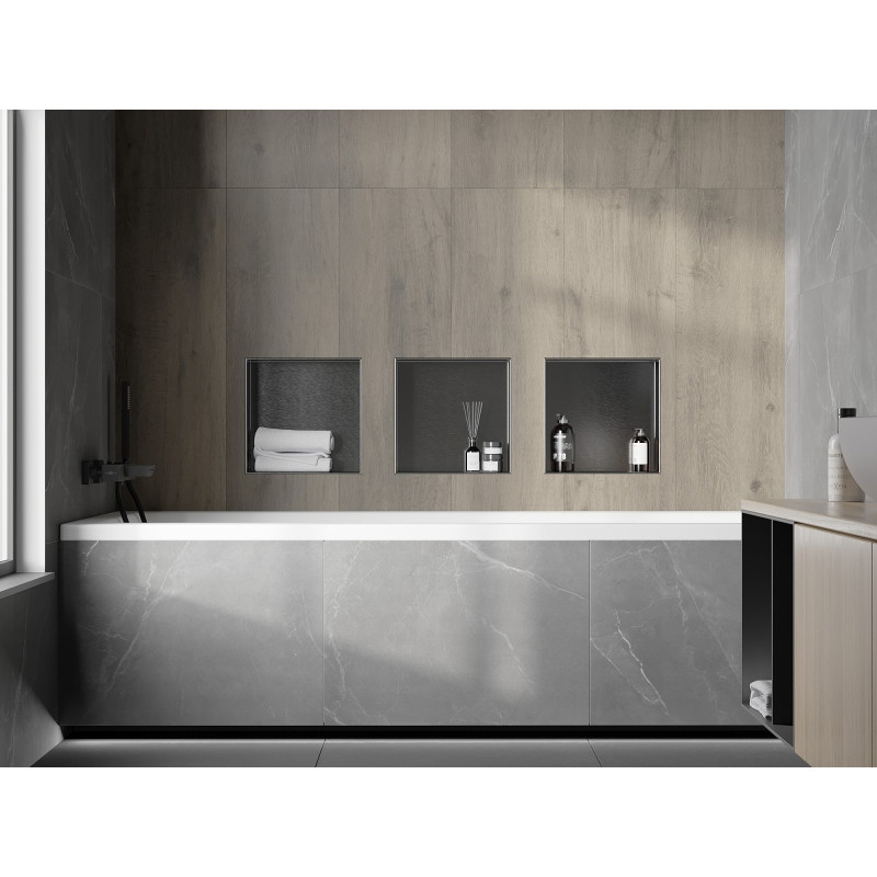 Mexen X-Wall-NR étagère encastrée sans collerette 30 x 30 cm, gris métallisé brossé - 19E1303010