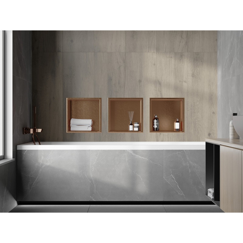 Mexen X-Wall-R étagère encastrée avec rebord 30 x 30 cm, cuivre brossé - 19C0303010