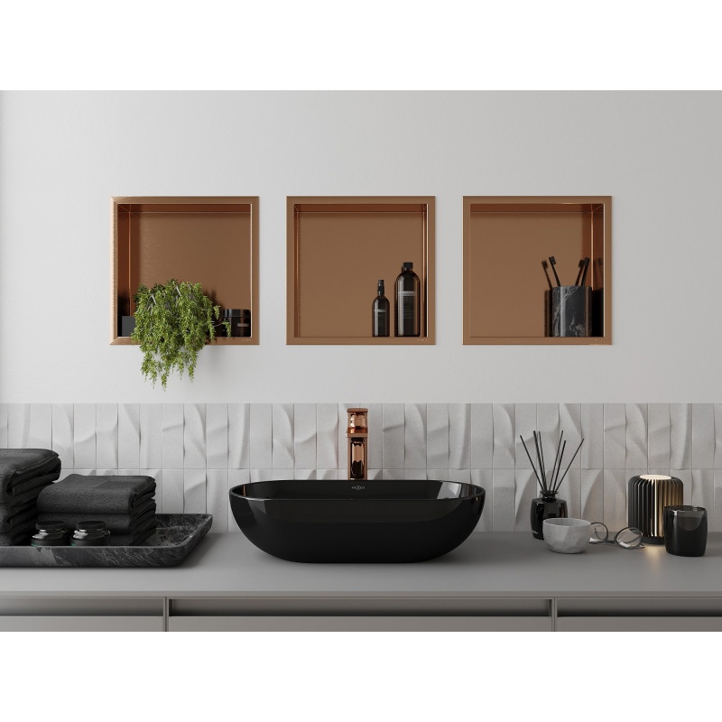 Mexen X-Wall-R étagère encastrée avec rebord 30 x 30 cm, cuivre brossé - 19C0303010