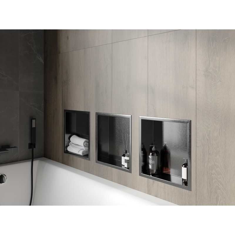 Mexen X-Wall-R étagère encastrée avec collerette 30 x 30 cm, gris gun brossé - 19E0303010
