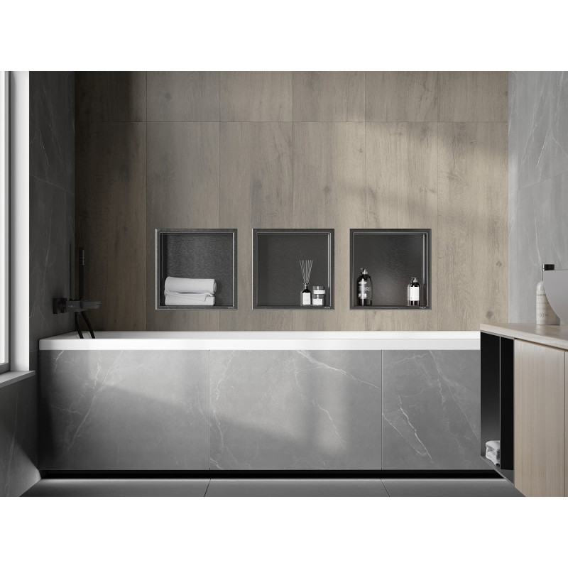 Mexen X-Wall-R étagère encastrée avec collerette 30 x 30 cm, gris gun brossé - 19E0303010