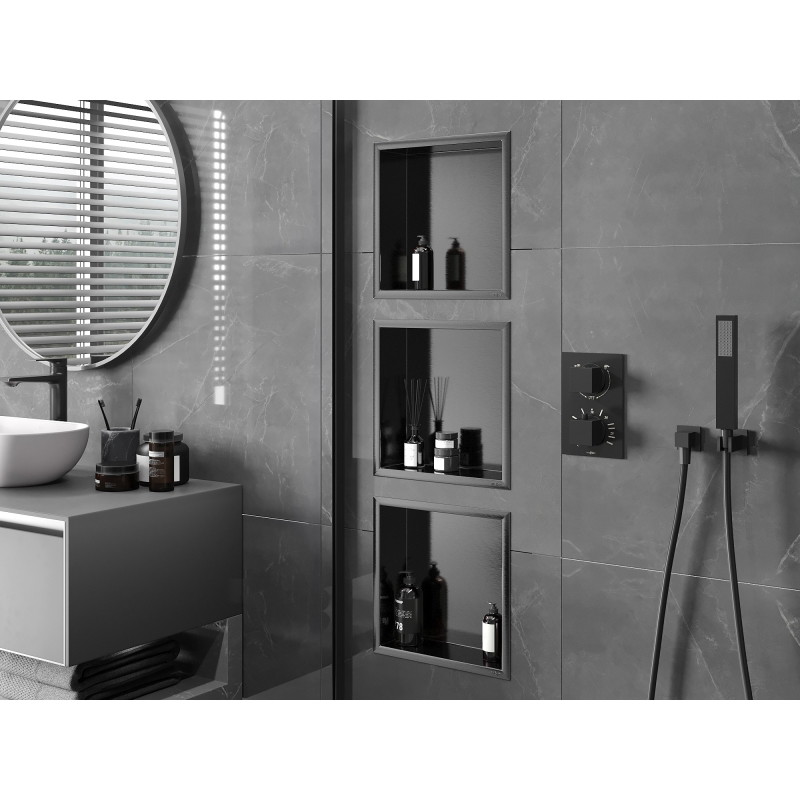 Mexen X-Wall-R étagère encastrée avec collerette 30 x 30 cm, gris gun brossé - 19E0303010