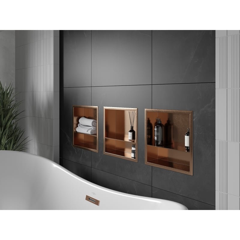 Mexen X-Wall-R étagère encastrée avec cadre et étagère 30 x 30 cm, cuivre brossé - 19C0303010S