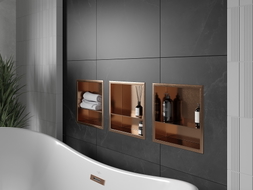Mexen X-Wall-R étagère encastrée avec cadre et étagère 30 x 30 cm, cuivre brossé - 19C0303010S