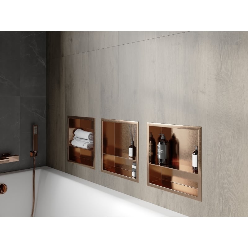 Mexen X-Wall-R étagère encastrée avec cadre et étagère 30 x 30 cm, cuivre brossé - 19C0303010S