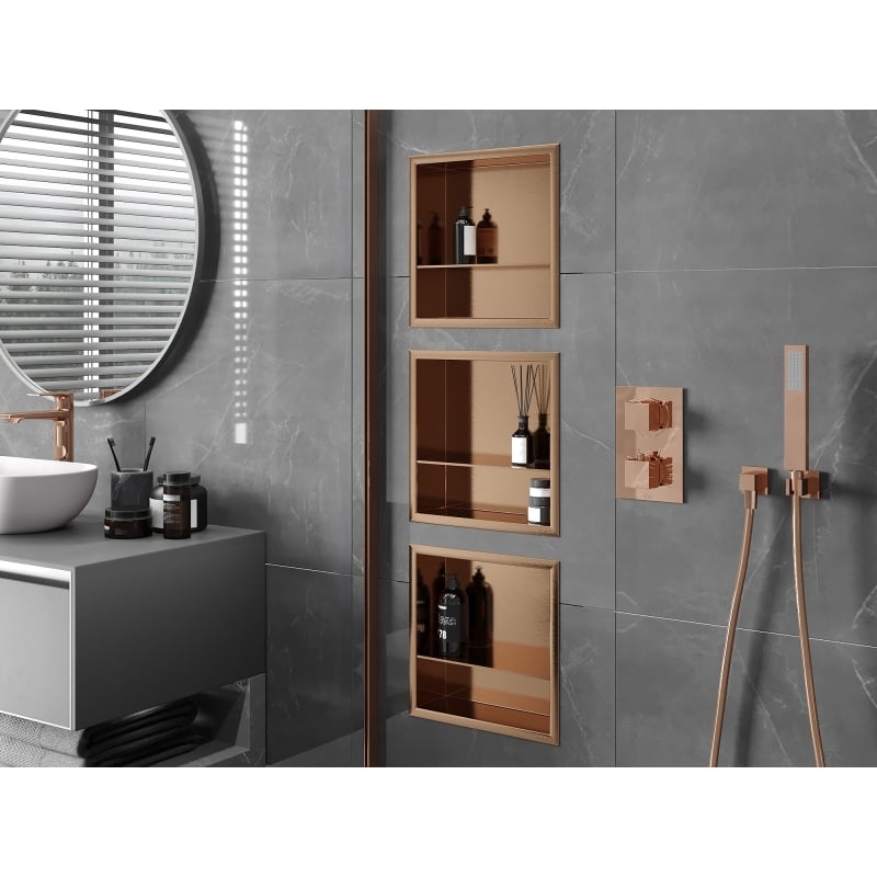 Mexen X-Wall-R étagère encastrée avec cadre et étagère 30 x 30 cm, cuivre brossé - 19C0303010S