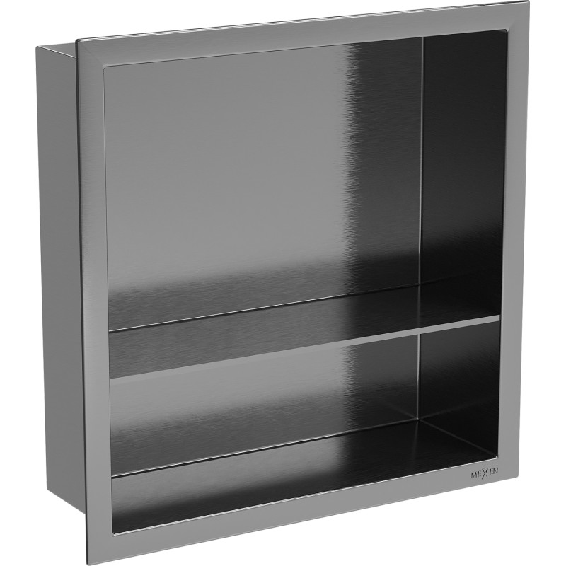 Mexen X-Wall-R étagère encastrée avec bordure et tablette 30 x 30 cm, gris fusil brossé - 19E0303010S