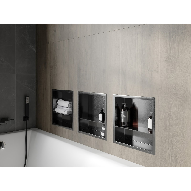 Mexen X-Wall-R étagère encastrée avec bordure et tablette 30 x 30 cm, gris fusil brossé - 19E0303010S