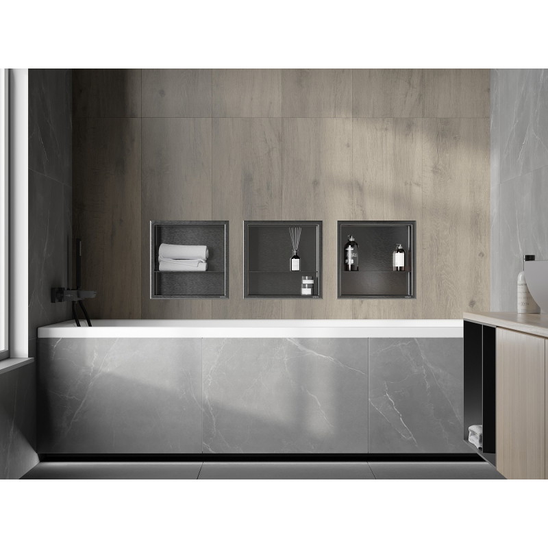 Mexen X-Wall-R étagère encastrée avec bordure et tablette 30 x 30 cm, gris fusil brossé - 19E0303010S