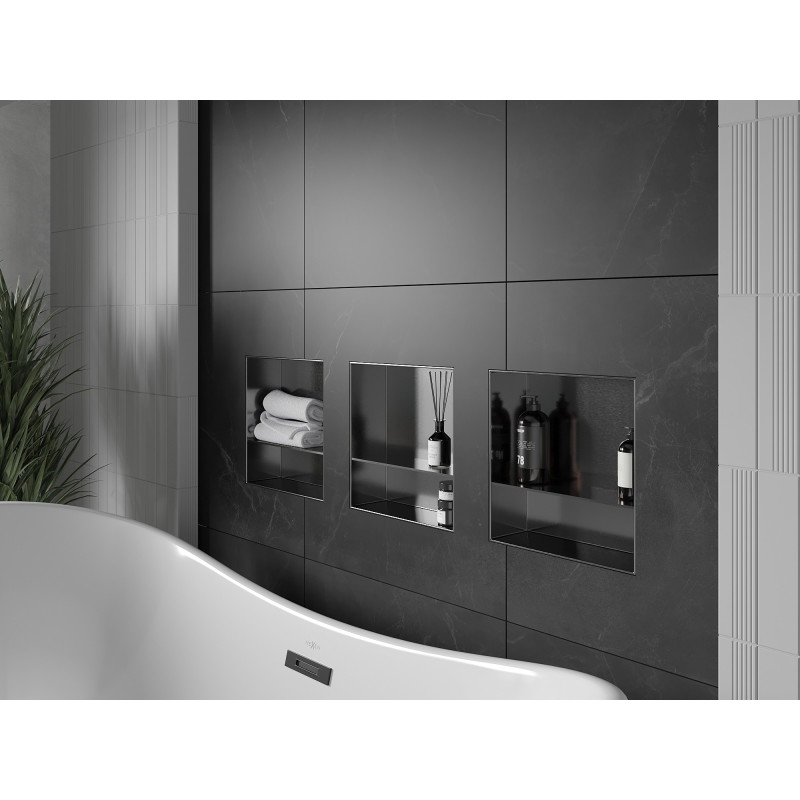 Mexen X-Wall-NR étagère encastrée sans rebord avec étagère 30 x 30 cm, gris pistolet brossé - 19E1303010S