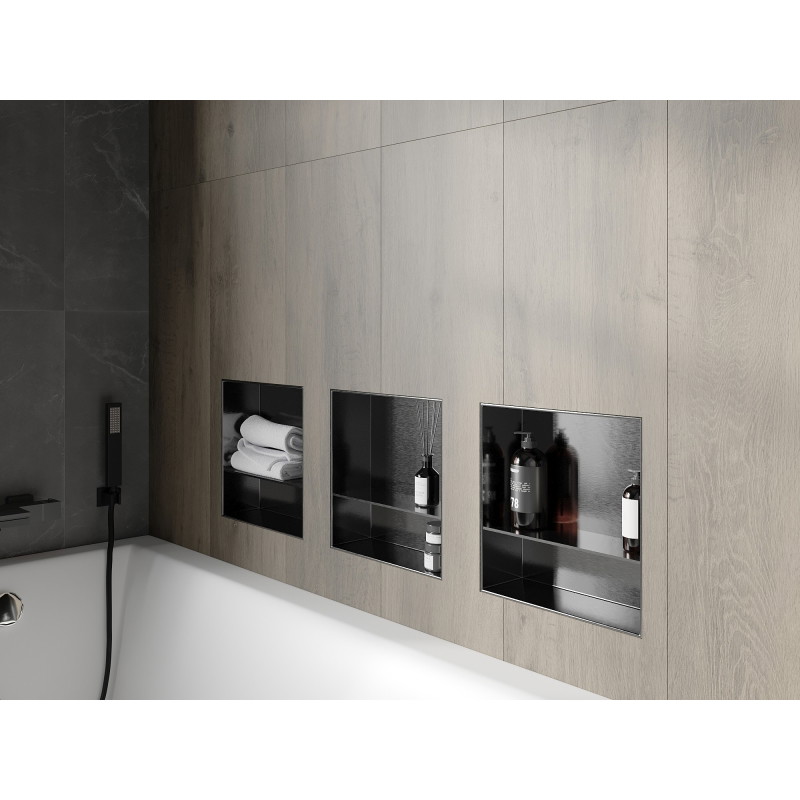 Mexen X-Wall-NR étagère encastrée sans rebord avec étagère 30 x 30 cm, gris pistolet brossé - 19E1303010S