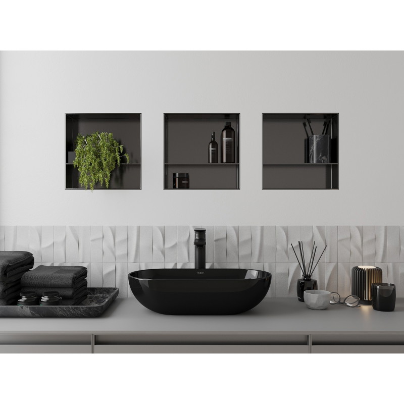 Mexen X-Wall-NR étagère encastrée sans rebord avec étagère 30 x 30 cm, gris pistolet brossé - 19E1303010S