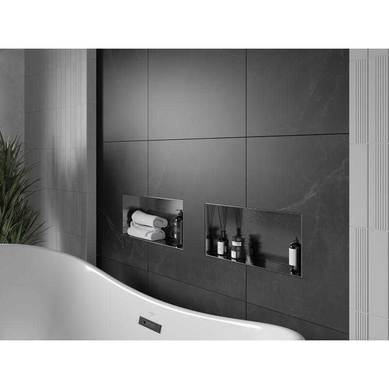 Mexen X-Wall-NR étagère encastrée sans rebord 45 x 20 cm, gris canon brossé - 19E1452010