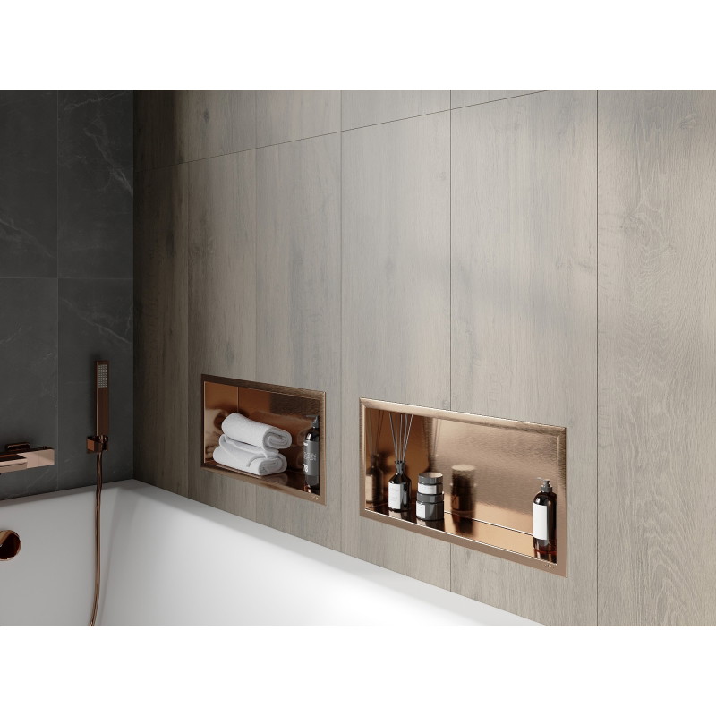 Mexen X-Wall-R étagère encastrée avec rebord 45 x 20 cm, cuivre brossé - 19C0452010