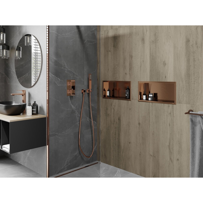 Mexen X-Wall-R étagère encastrée avec rebord 45 x 20 cm, cuivre brossé - 19C0452010