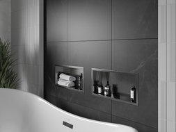 Mexen X-Wall-R étagère encastrée avec collerette 45 x 20 cm, gris canon brossé - 19E0452010