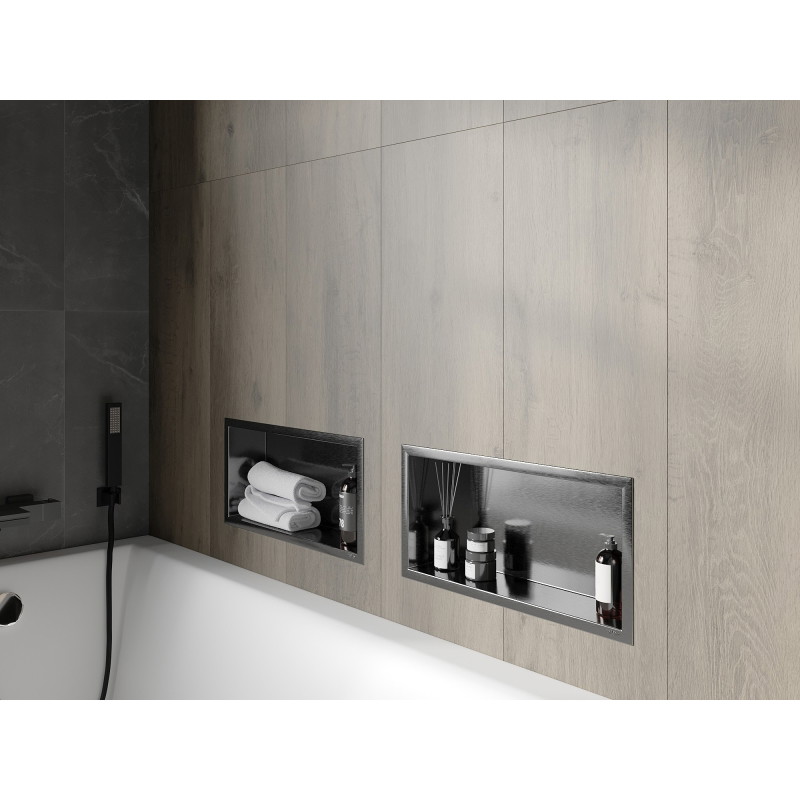 Mexen X-Wall-R étagère encastrée avec collerette 45 x 20 cm, gris canon brossé - 19E0452010