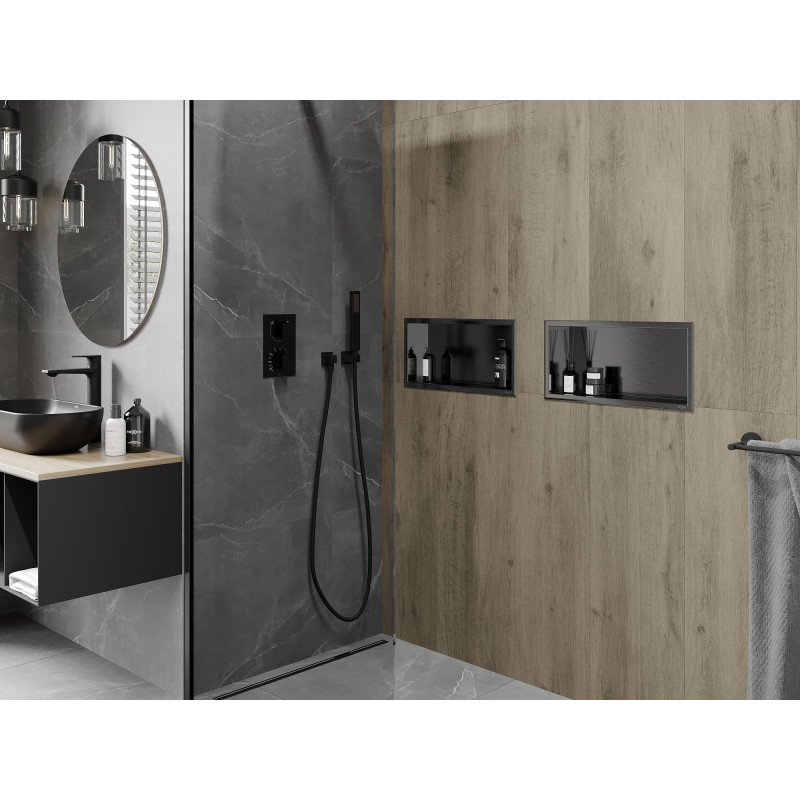 Mexen X-Wall-R étagère encastrée avec collerette 45 x 20 cm, gris canon brossé - 19E0452010
