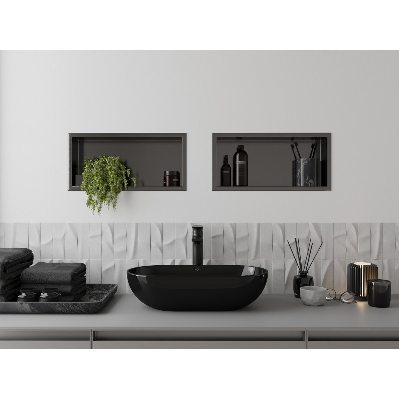 Mexen X-Wall-R étagère encastrée avec collerette 45 x 20 cm, gris canon brossé - 19E0452010