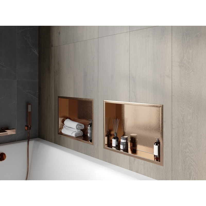 Mexen X-Wall-R étagère encastrée avec rebord 45 x 30 cm, cuivre brossé - 19C0453010