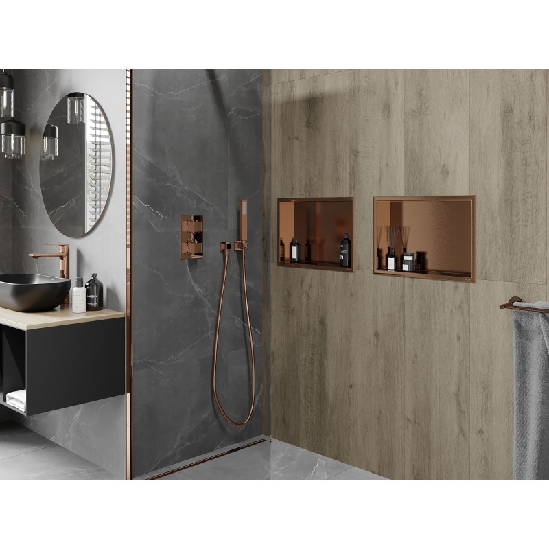 Mexen X-Wall-R étagère encastrée avec rebord 45 x 30 cm, cuivre brossé - 19C0453010