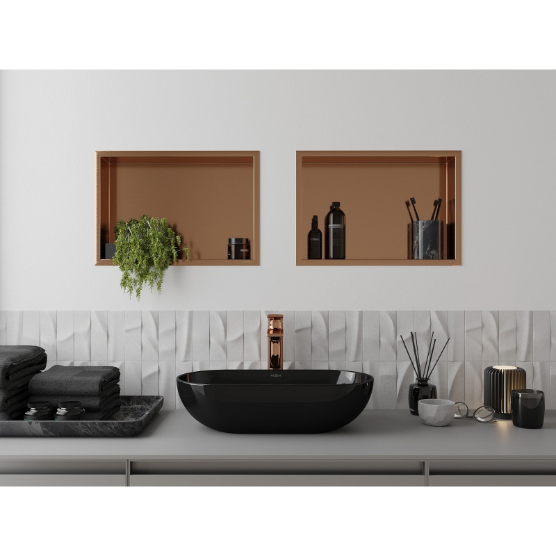 Mexen X-Wall-R étagère encastrée avec rebord 45 x 30 cm, cuivre brossé - 19C0453010