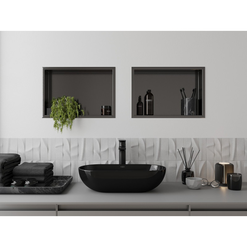 Mexen X-Wall-R étagère encastrée avec rebord 45 x 30 cm, gris canon brossé - 19E0453010