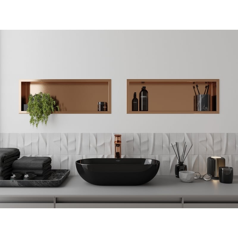 Mexen X-Wall-R étagère encastrée avec rebord 60 x 20 cm, cuivre brossé - 19C0602010
