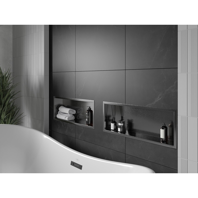 Mexen X-Wall-R étagère encastrée avec collerette 60 x 20 cm, gris pistolet brossé - 19E0602010