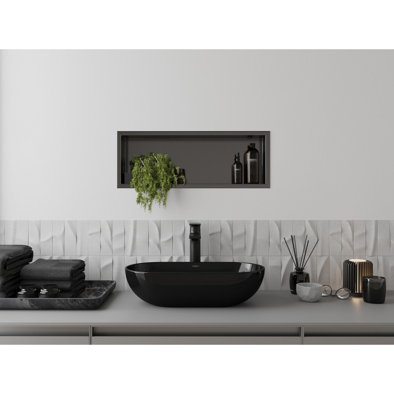 Mexen X-Wall-R étagère encastrée avec collerette 60 x 20 cm, gris pistolet brossé - 19E0602010