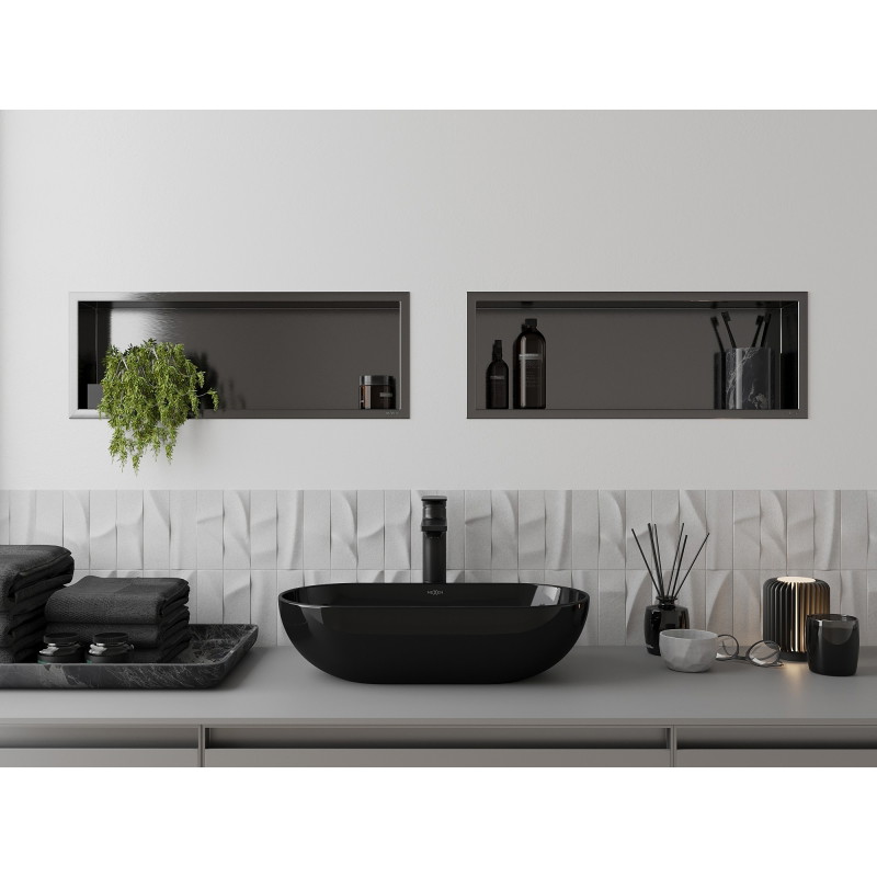 Mexen X-Wall-R étagère encastrée avec collerette 60 x 20 cm, gris pistolet brossé - 19E0602010