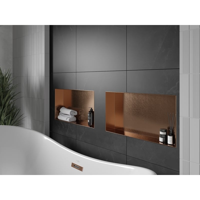 Mexen X-Wall-NR étagère encastrée sans collerette 60 x 30 cm, cuivre brossé - 19C1603010