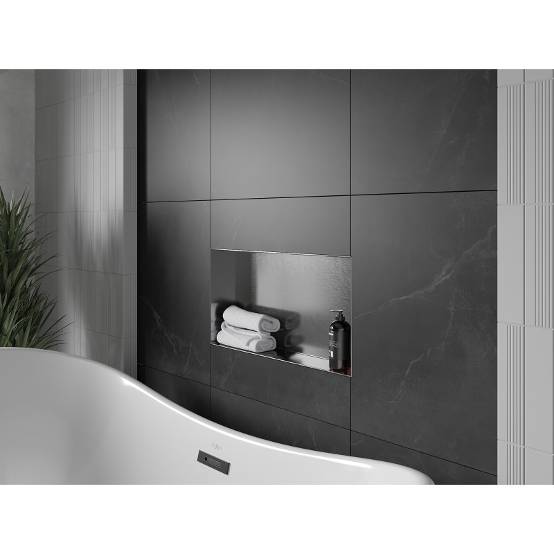 Mexen X-Wall-NR étagère encastrée sans collerette 60 x 30 cm, gris canon brossé - 19E1603010